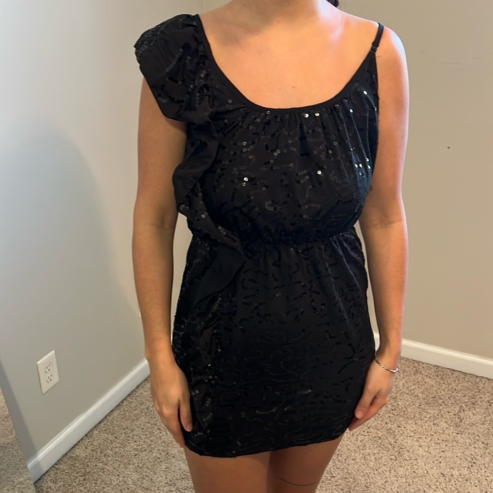 Black Sequin Mini Dress